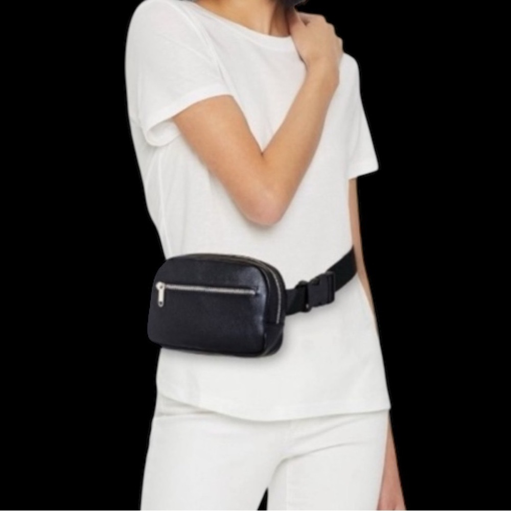 WILD FABLE Crossbody Bag/Fanny Pack Faux Leather Canvas Strap in Black - Picture 7 of 7